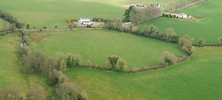 The enclosure at Baronstown lies within an almost circular field, visible in this aerial photograph, which may represent a larget outer enclosure (Courtesy of ACS Ltd)
